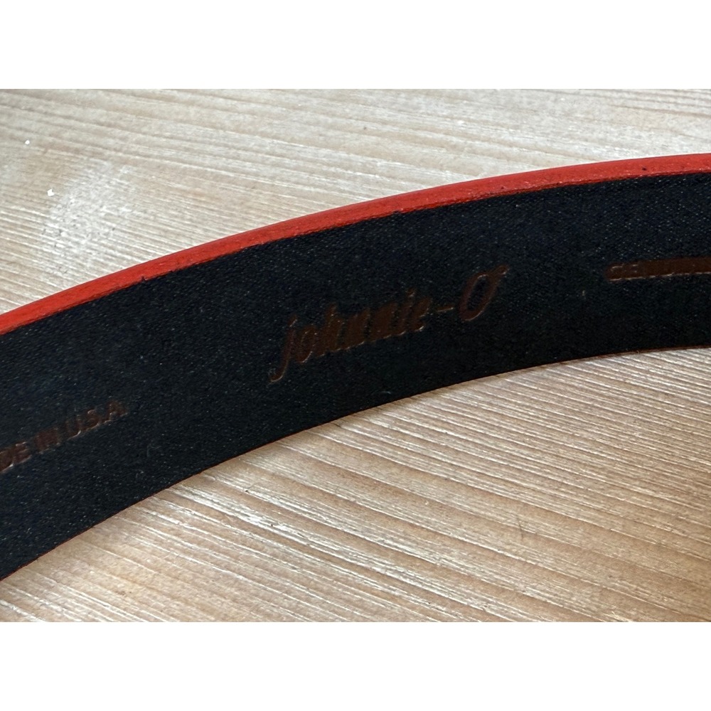 Excellent Johnnie-O Size 34 Belt Black Red Edge Genuine Leather Made in USA - Picture 4 of 7